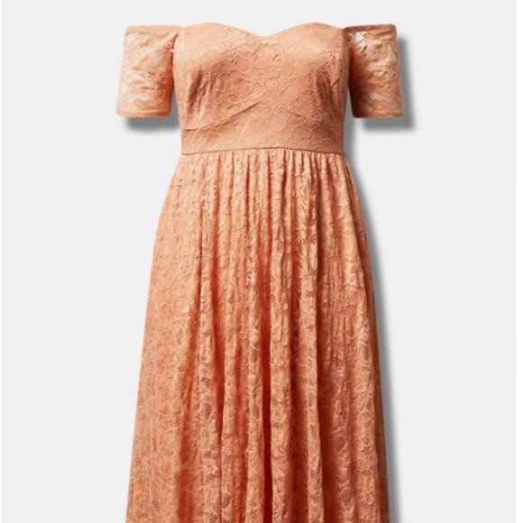 Torrid Midi Lace Off Shoulder Skater Dress - Picture 1 of 4